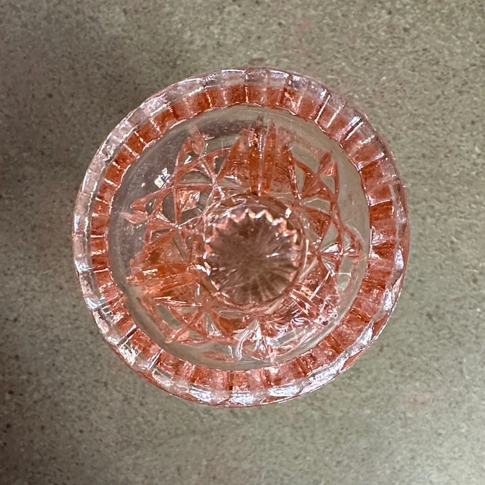 Vintage Pink Pressed Glass Bud Vase Or Toothpick Holder